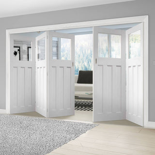 Image: Bespoke Thrufold DX 1930's White Primed Glazed Folding 3+2 Door