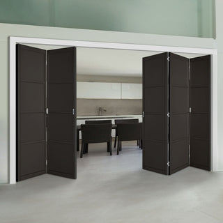 Image: Five Folding Doors & Frame Kit - Soho 4 Panel 3+2 - Black Primed