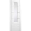 Portici White Double Evokit Pocket Door Detail - Clear Etched Glass - Aluminium Inlay - Prefinished