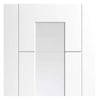 Portici White Double Evokit Pocket Door Detail - Clear Etched Glass - Aluminium Inlay - Prefinished