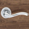 European AQ3 Apollo Lever Latch Handles on Round Rose - 3 Finishes