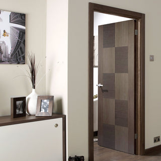 Image: Apollo Chocolate Grey Flush Fire Door - 1/2 Hour Fire Rated - Prefinished