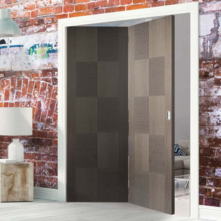 Image: Two Folding Doors & Frame Kit - Apollo Flush Chocolate Grey 2+0 - Prefinished