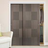 Two Sliding Wardrobe Doors & Frame Kit - Apollo Flush Chocolate Grey Door - Prefinished