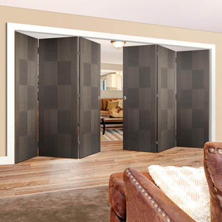 Image: Six Folding Doors & Frame Kit - Apollo Flush Chocolate Grey 3+3 - Prefinished