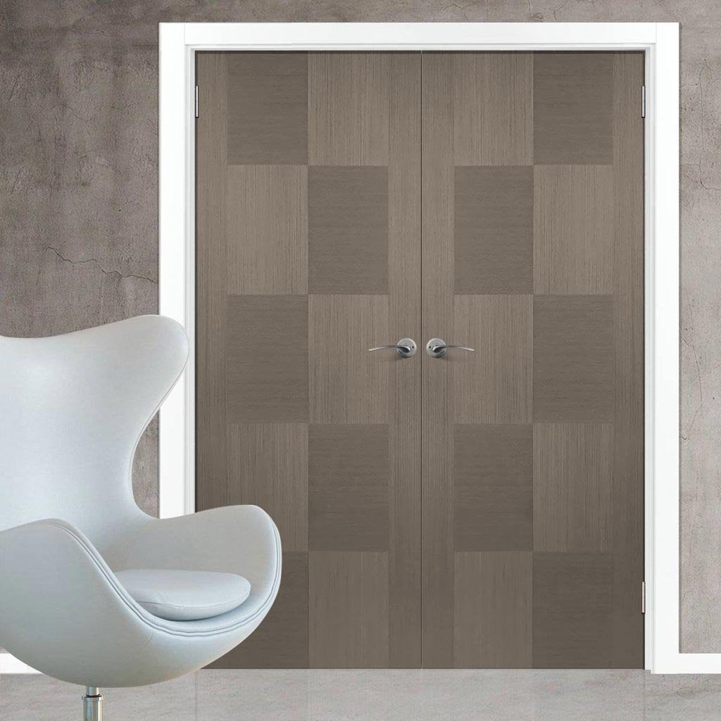 Bespoke Apollo Chocolate Grey Flush Door Pair - Prefinished