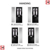 Premium Composite Front Door Set with One Side Screen - Aprilla 2 Barite Glass - Shown in Black