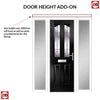 Premium Composite Entrance Door Set with Two Side Screens - Aprilla 2 Barite Glass - Shown in Black