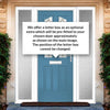 Premium Composite Front Door Set with Two Side Screens - Aprilla 2 Mirage Glass - Shown in Pastel Blue