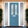 Premium Composite Front Door Set with Two Side Screens - Aprilla 2 Mirage Glass - Shown in Pastel Blue