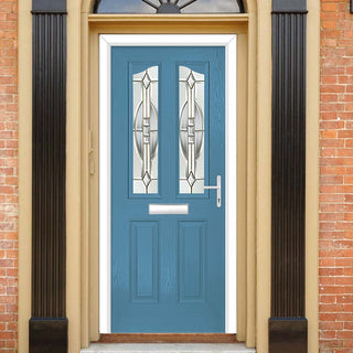 Image: Premium Composite Front Door Set - Aprilla 2 Mirage Glass - Shown in Pastel Blue