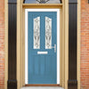 Premium Composite Front Door Set - Aprilla 2 Mirage Glass - Shown in Pastel Blue