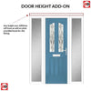 Premium Composite Front Door Set with Two Side Screens - Aprilla 2 Mirage Glass - Shown in Pastel Blue