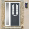 Premium Composite Front Door Set with One Side Screen - Aprilla 2 Seaton Glass - Shown in Slate Grey