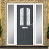 Premium Composite Front Door Set with Two Side Screens - Aprilla 2 Seaton Glass - Shown in Slate Grey