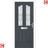 Premium Composite Front Door Set - Aprilla 2 Seaton Glass - Shown in Slate Grey