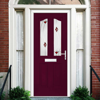 Image: Premium Composite Front Door Set - Aprilla 2 Kupang Red Glass - Shown in Purple Violet