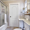 White PVC arched top two panel door lightly grained faces 