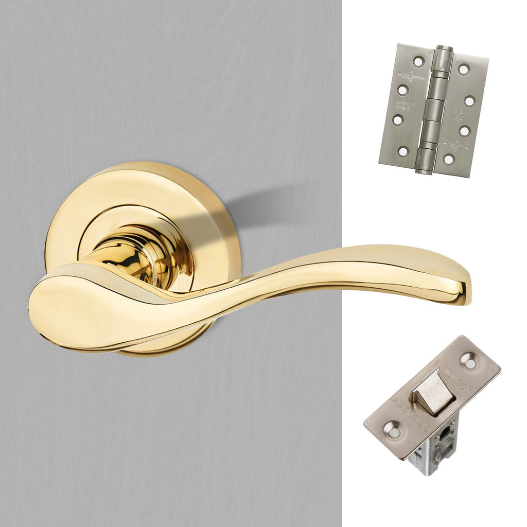 Ariel Door Handle Pack - Polished Brass