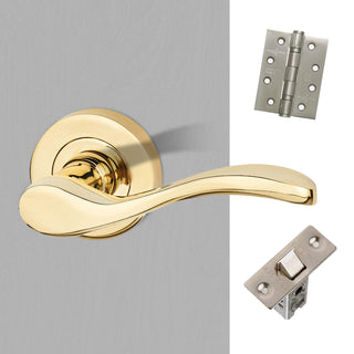 Image: Ariel Door Handle Pack - Polished Brass