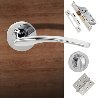 Image: Arizona Status Bathroom Lever on Round Rose - Polished Chrome Handle Pack