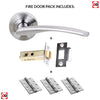 Arizona Status Fire Lever on Round Rose - Satin Chrome Handle Pack