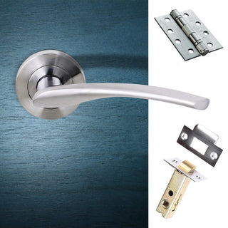 Image: Arizona Status Fire Lever on Round Rose - Satin Chrome Handle Pack