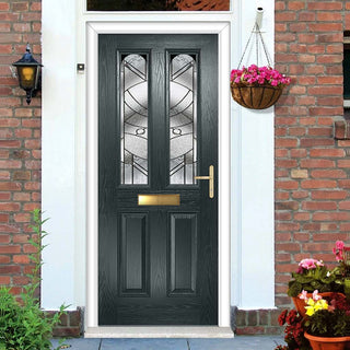 Image: Premium Composite Front Door Set - Arnage 2 Abstract Glass - Shown in Anthracite Grey