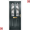Premium Composite Front Door Set - Arnage 2 Abstract Glass - Shown in Anthracite Grey