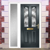 Premium Composite Front Door Set with One Side Screen - Arnage 2 Abstract Glass - Shown in Anthracite Grey