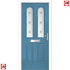Premium Composite Front Door Set - Arnage 2 Sandblast Ellie Glass - Shown in Pastel Blue
