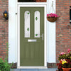 Premium Composite Front Door Set - Arnage 2 Kupang Green Glass - Shown in Reed Green