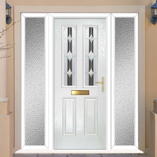 Image: Premium Composite Front Door Set with Two Side Screens - Arnage 2 Jet Glass - Shown in White