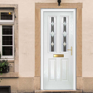 Image: Premium Composite Front Door Set - Arnage 2 Jet Glass - Shown in White