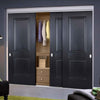 Minimalist Wardrobe Door & Frame Kit - Three Arnhem 2 Panel Black Primed Doors - Unfinished