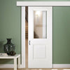 Single Sliding Door & Wall Track - Arnhem 1 Pane 1 Panel Door - Clear Glass - White Primed