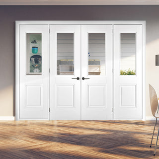 Image: ThruEasi Room Divider - Arnhem 1 Pane 1 Panel Clear Glass White Primed Double Doors with Double Sides