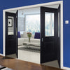 Four Folding Doors & Frame Kit - Arnhem Black Primed 2+2 - Clear Glass - Unfinished