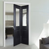 Two Folding Doors & Frame Kit - Arnhem Black Primed 2+0 - Clear Glass - Unfinished