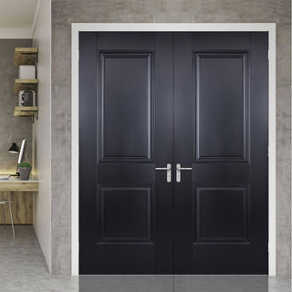 Image: Arnhem 2 Panel Black Primed Door Pair