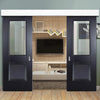 Double Sliding Door & Wall Track - Arnhem Black Primed Doors - Clear Glass - Unfinished