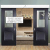 Double Sliding Door & Wall Track - Arnhem Black Primed Doors - Clear Glass - Unfinished