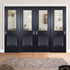 Four Sliding Doors and Frame Kit - Arnhem Black Primed Door - Clear Glass - Unfinished
