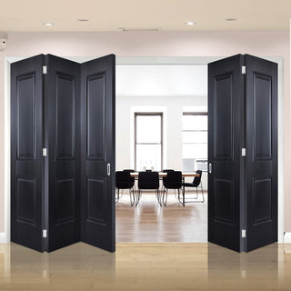 Image: Five Folding Doors & Frame Kit - Arnhem 2 Panel Black Primed 3+2 - Unfinished