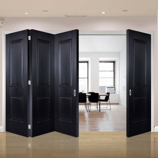 Image: Four Folding Doors & Frame Kit - Arnhem 2 Panel Black Primed 3+1 - Unfinished