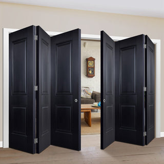 Image: Six Folding Doors & Frame Kit - Arnhem 2 Panel Black Primed 3+3 - Unfinished