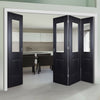 Four Folding Doors & Frame Kit - Arnhem Black Primed 3+1 - Clear Glass - Unfinished