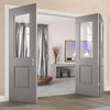 Three Folding Doors & Frame Kit - Arnhem Grey Primed 2+1 - Clear Glass - Unfinished