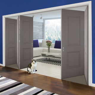 Image: Five Folding Doors & Frame Kit - Arnhem 2 Panel Grey Primed 3+2 - Unfinished