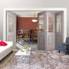 Four Folding Doors & Frame Kit - Arnhem Grey Primed 3+1 - Clear Glass - Unfinished